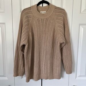 Wol Hide Beige Open-Knit Crewneck Sweater